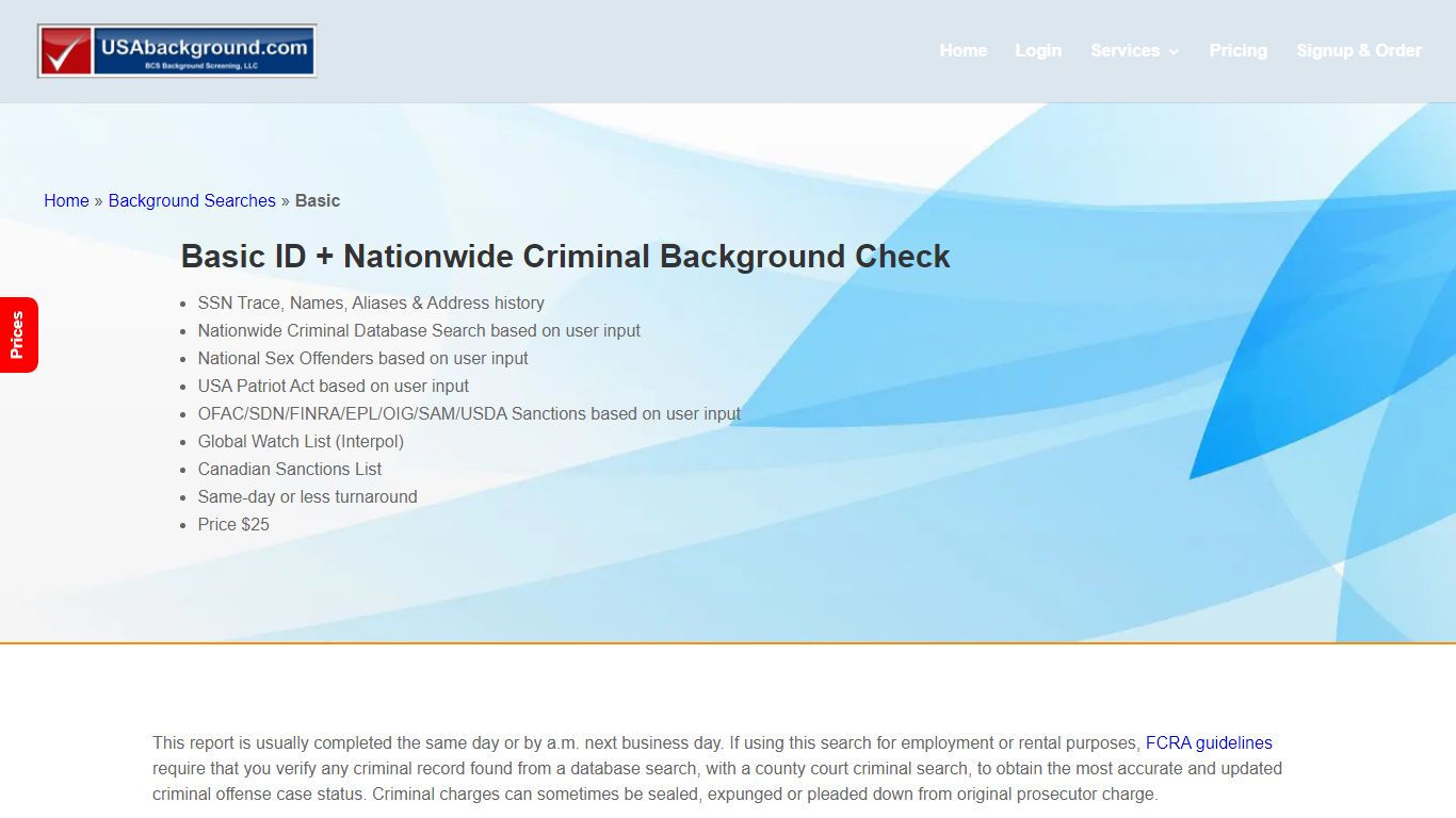 Basic Nationwide Background Check - SSN Trace & Natl Criminal Records